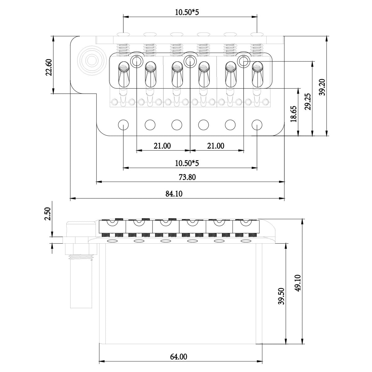 ST Bridge 6-Screw Tremolo Bridge BG-1101