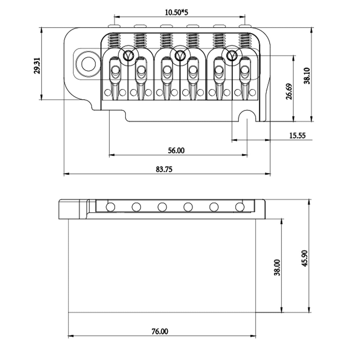 ST Bridge 2-Point Tremolo Bridge BG-1007-6