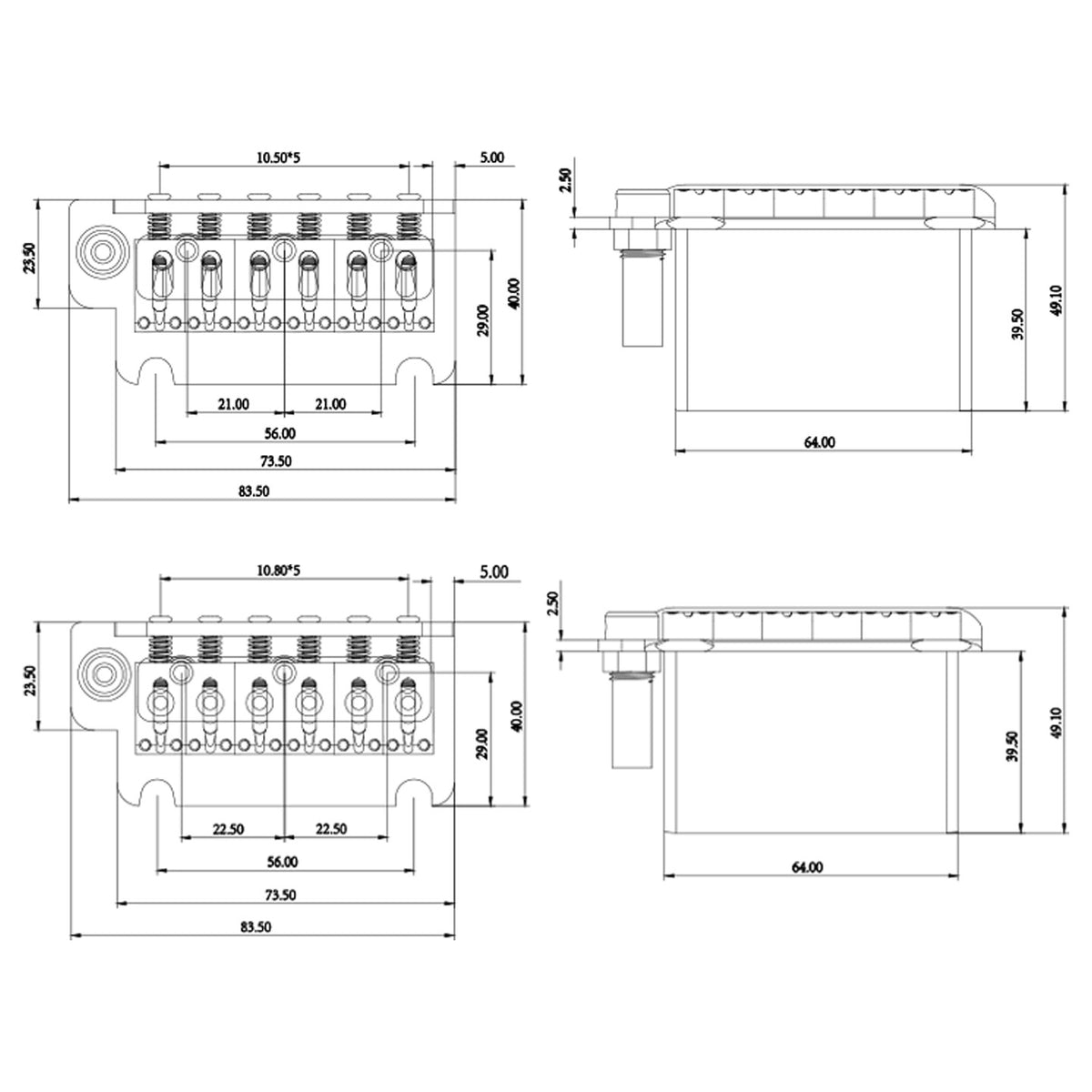 ST Bridge 2-Point Tremolo Bridge BG-1008-10.8、BG-1008-10.5