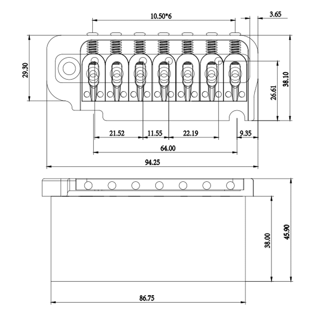 ST Bridge 2-Point Tremolo Bridge BG-1007-7